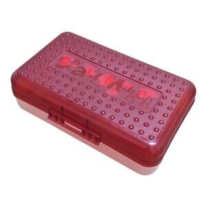 Vintage 90s Spacemaker Pencil Case Red Sheer 8x5 Plastic Organizer Retro Storage